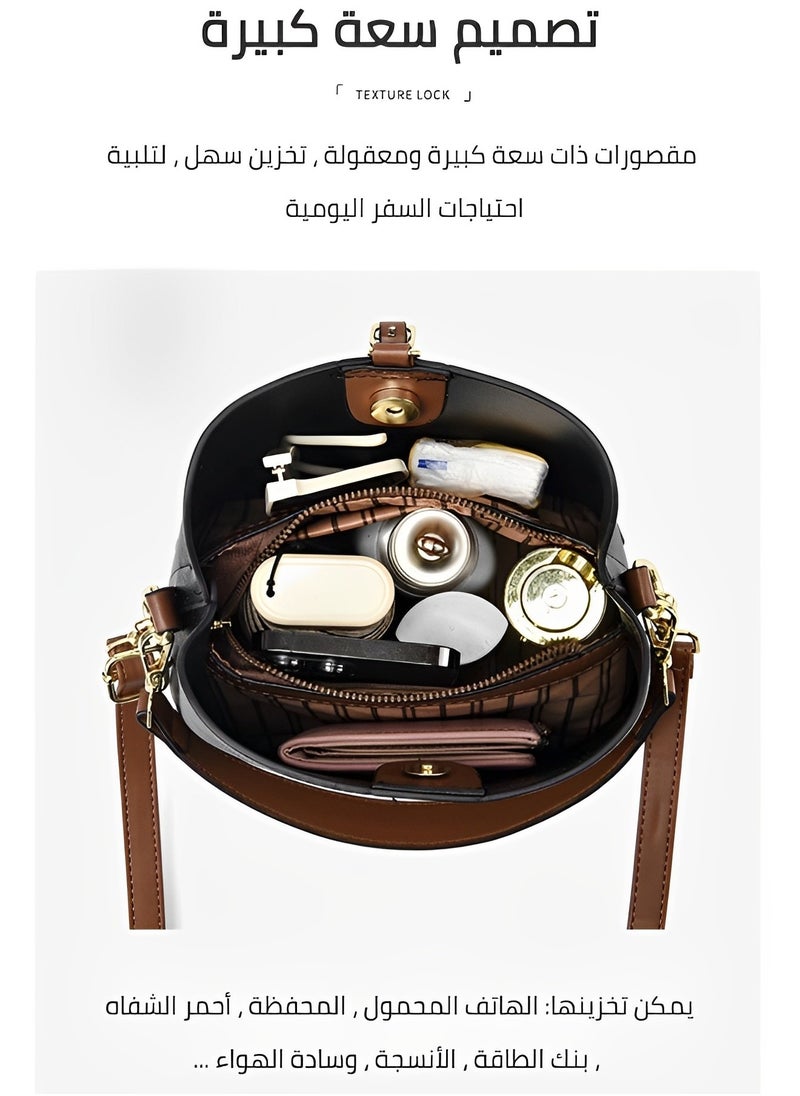 REOCLE Niche Light Luxury Women's Bag High-end Texture Bucket Bag New Retro Fashion Shoulder Crossbody Bag  - Image 3