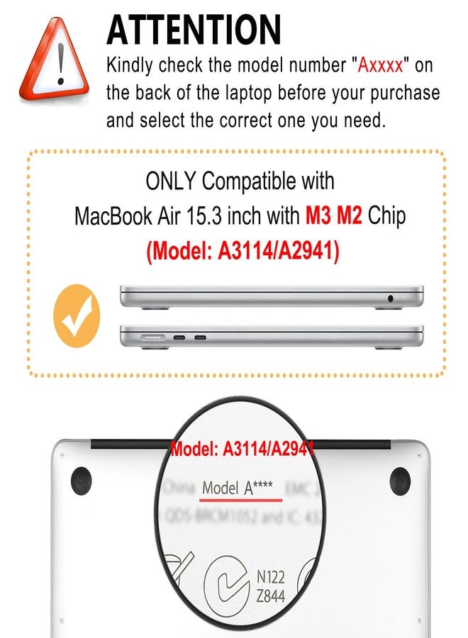 iDonzon حقيبة كمبيوتر محمول من iDonzon لجهاز MacBook Air مقاس 15 بوصة، طراز M3 A3114 M2 A2941، إصداري 2023 و2024، مزودة بشاشة Liquid Retina وميزة Touch ID، بغطاء صلب شفاف غير لامع ثلاثي الأبعاد وغطاء لوحة مفاتيح، بنقشة زهور الحقل. - Image 2