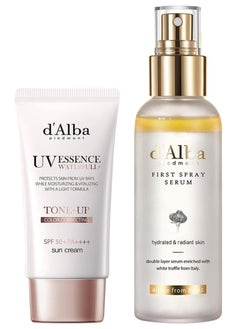 d'alba Piedmont D'alba Piedmont Italian White Vegan Face Moisturizing Duo - Moisturizing Glossing Face Spray Serum + Truffle Waterfull Tone-up Sunscreen,Tinted Moisturizer with SPF 50+ PA++++  - Image 1