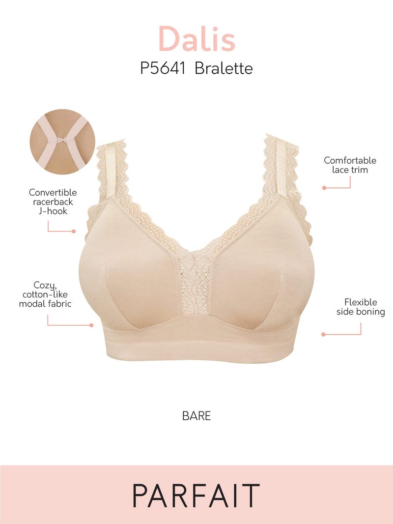 PARFAIT Dalis P5641 Women's Full Busted and Curvy Wire Free Bralette-Bare-32F - Image 5