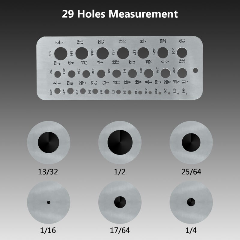 Stainless Steel Drill Gauges for 17/64 Inch to 1/2 Inch Size Bits 0.062-0.250 Bolt and Wire Diameter Index Gauge 29-  Hole Use for Accurate Measurement Equivalents - Image 4