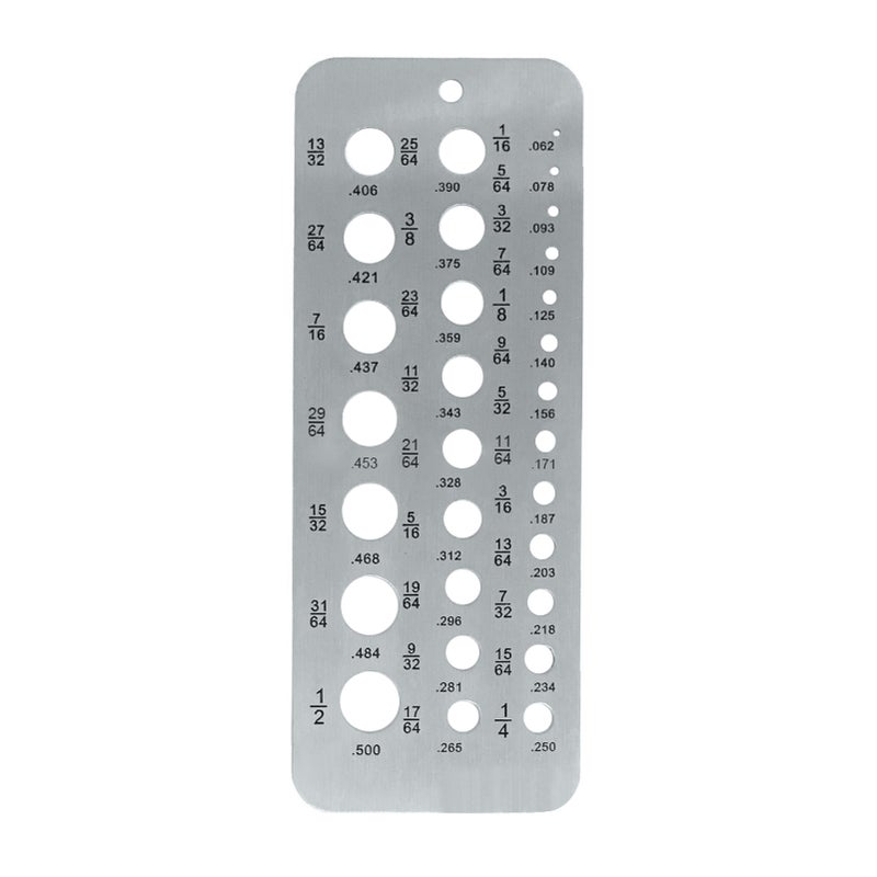 Stainless Steel Drill Gauges for 17/64 Inch to 1/2 Inch Size Bits 0.062-0.250 Bolt and Wire Diameter Index Gauge 29-  Hole Use for Accurate Measurement Equivalents - Image 1