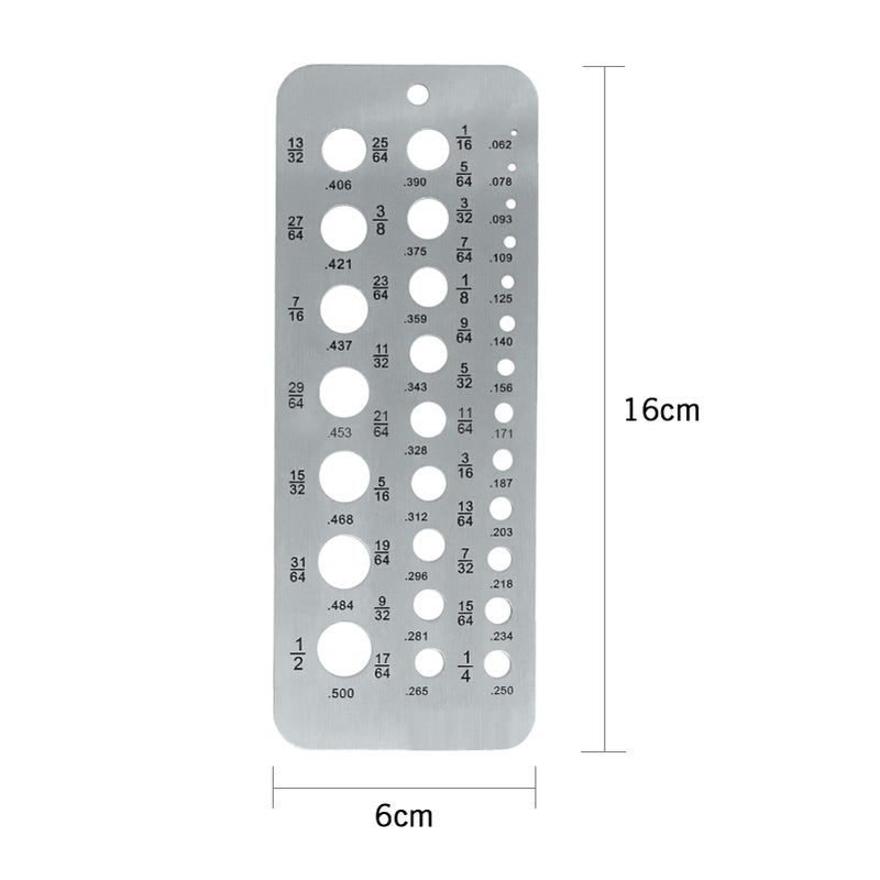 Stainless Steel Drill Gauges for 17/64 Inch to 1/2 Inch Size Bits 0.062-0.250 Bolt and Wire Diameter Index Gauge 29-  Hole Use for Accurate Measurement Equivalents - Image 5