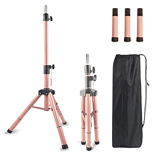 Smilco Smilco Wig Tripod Stand with 45 inch Adjustable Mannequin Head Heavy Duty Wig Holder for Cosmetology Hairdressing Training