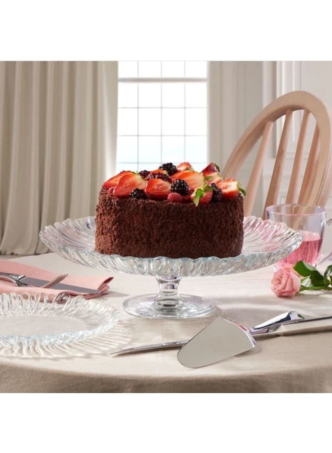 باساباتشي Aurora Footed Cake Serving Platter- 20cm - Clear- Glass Clear 20cm - Image 1