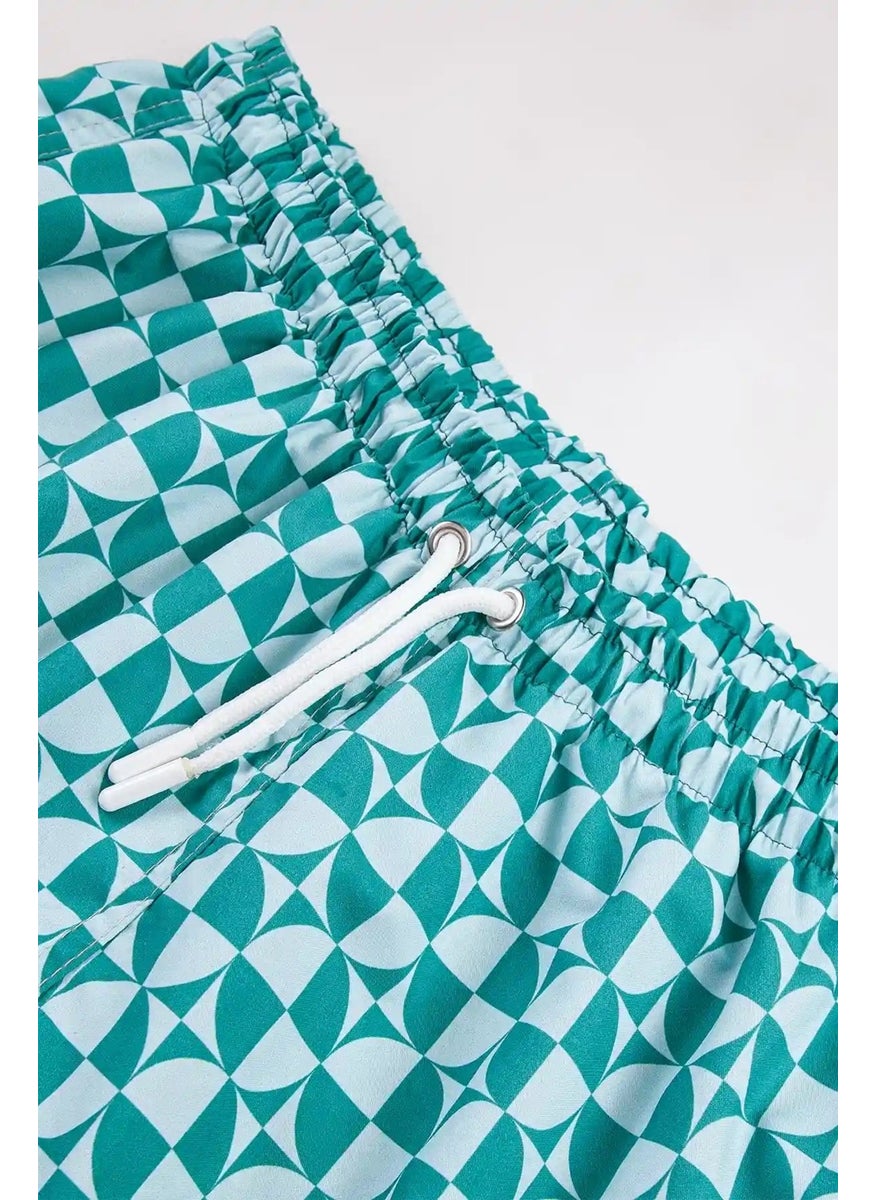 Gold Class Kidswear - Geometric Shape Printed Drawstring Lined Boys Swim Shorts - Image 1