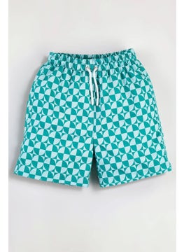 Gold Class Kidswear Geometric Shape Printed Drawstring Lined Boys Swim Shorts  - Image 1
