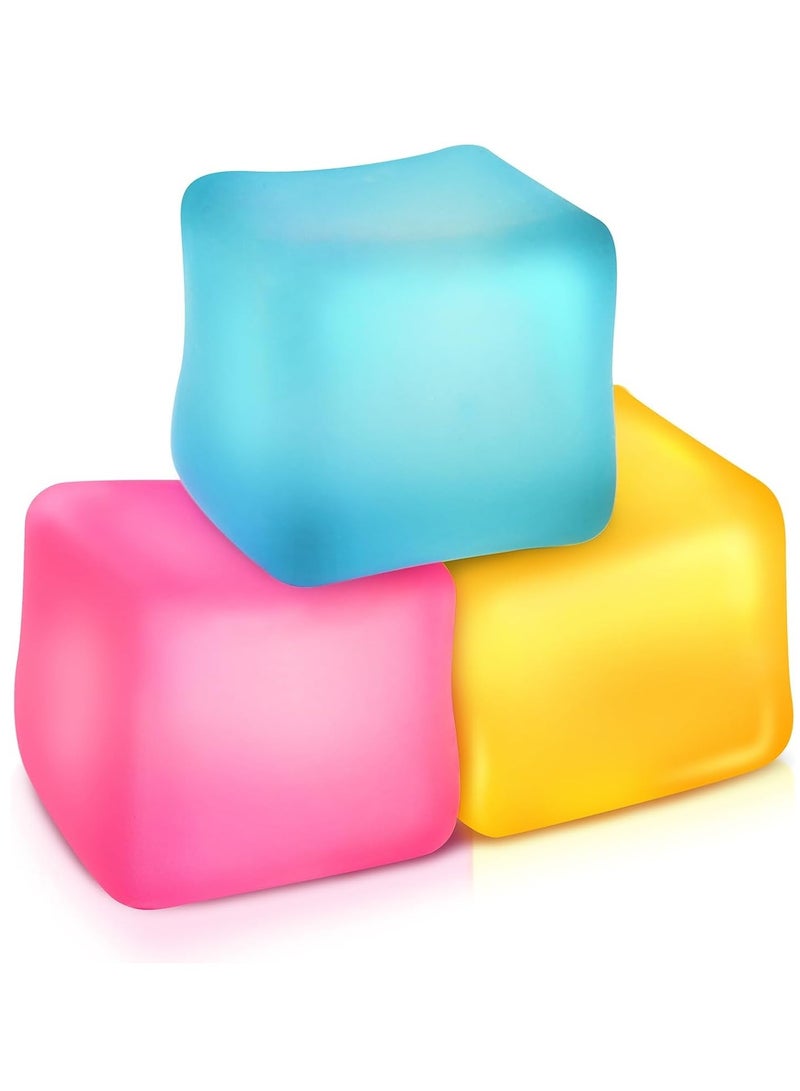 3 Piece Large Fidget Toy Stress Cube, Squishy Fidget Toys for Anxiety Stress Relief, High Density Gel Filled Adults Squeeze Stress Relief Squishes, for Classroom Kids Adults Children Teens, Calming Toys  - Image 1