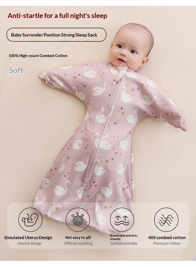 insular Modal High-Elasticity Baby Swaddle Blanket, Newborn Baby Blanket, Anti-Kick Blanket, Swan Print Sleeping Bag L:64 CM(6-9 Months) - Image 3