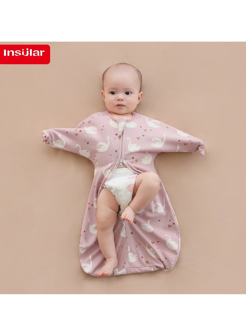 insular Modal High-Elasticity Baby Swaddle Blanket, Newborn Baby Blanket, Anti-Kick Blanket, Swan Print Sleeping Bag L:64 CM(6-9 Months) - Image 2