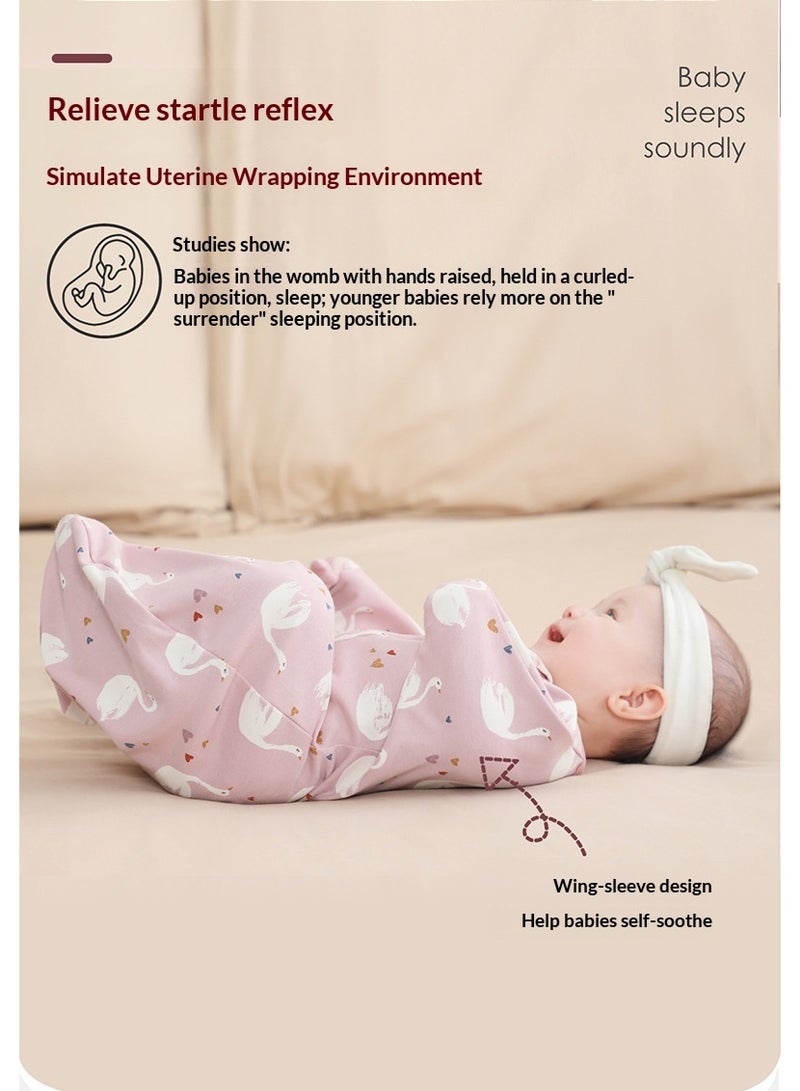 insular Modal High-Elasticity Baby Swaddle Blanket, Newborn Baby Blanket, Anti-Kick Blanket, Swan Print Sleeping Bag L:64 CM(6-9 Months) - Image 5