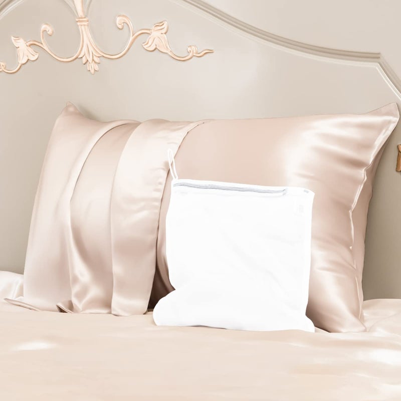 PROMEED 100% Silk Pillowcase for Hair and Skin  Both Sides Grade 6A+ 23mm Mulberry Silk Pillow Case with Hidden Zipper  1400 TC  Soft & Smooth (Queen 20""x30""  Champagne)