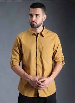 Regular Fit Khaki Casual Shirt for Men