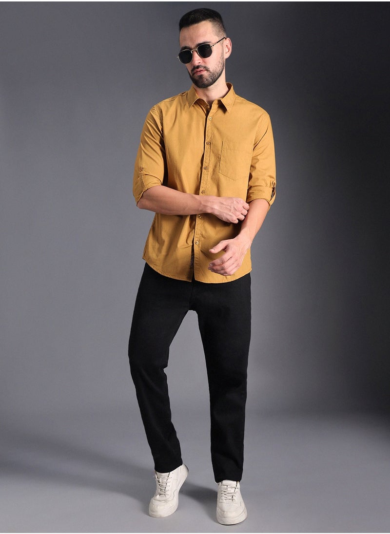 HIGH STAR - Regular Fit Khaki Casual Shirt for Men - Image 1