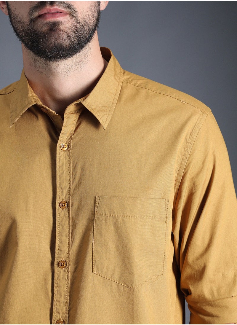 HIGH STAR - Regular Fit Khaki Casual Shirt for Men - Image 1