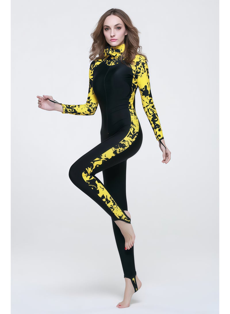NIBEMINENT Women One-Piece Long Sleeve Pattern Wetsuit Zipper Hoodied Diving Suit Full Body Surfsuit for Water Sport  - Image 4
