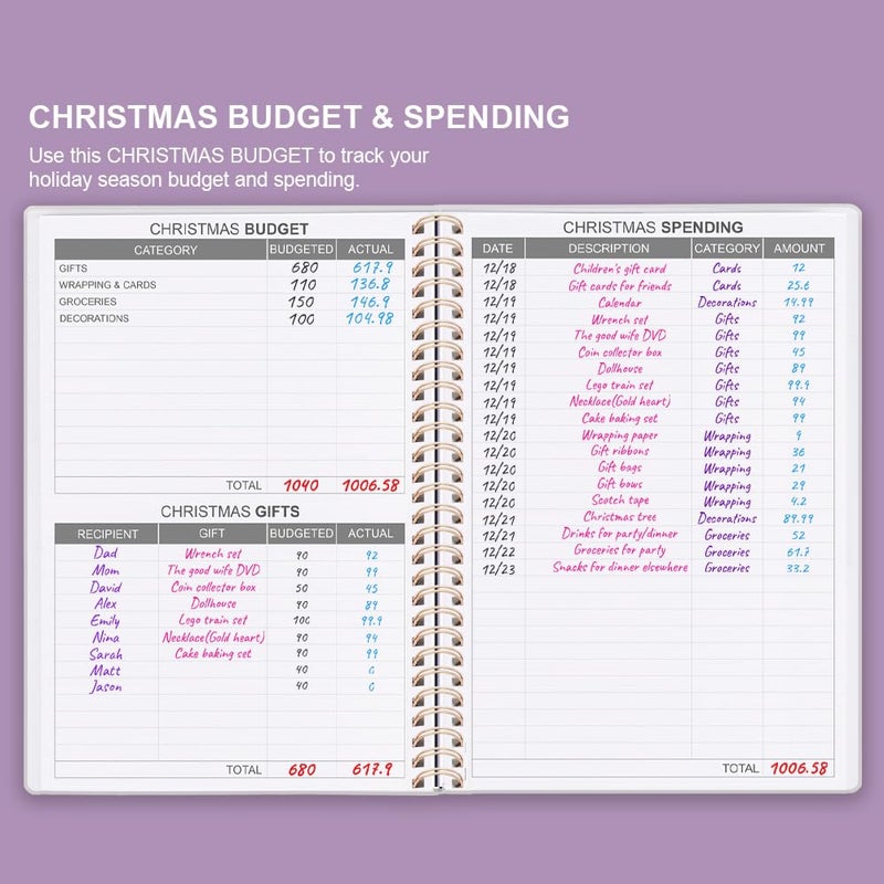 Getvow Budget Planner - Monthly Budget Book with Expense Tracker Notebook, Undated 12 Month Bill Organizer & Finance Planner to Manage Your Money, Account Book with Colorful Tabs, 5.8" x 8.5", Purple - Image 4