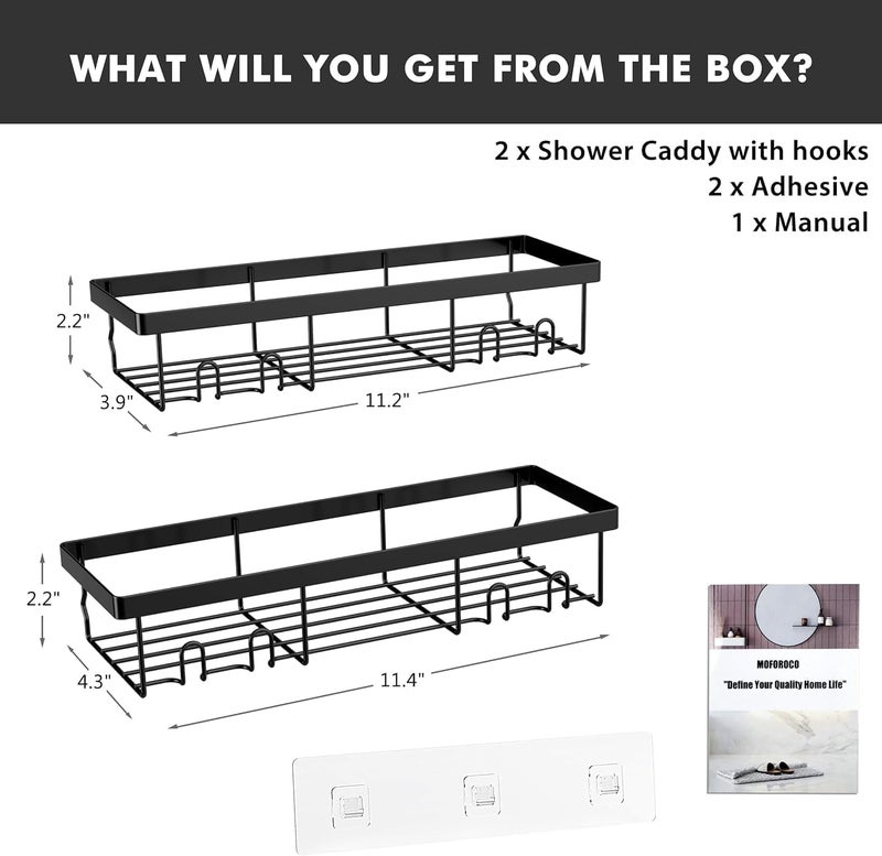 TopinonShower Caddies 2 Pack Adhesive Hanging Shower Shelf Bathroom Organizers and Storage No Drilling Stainless Shower Shelves for Home Decor Bathroom Accessories - Image 2
