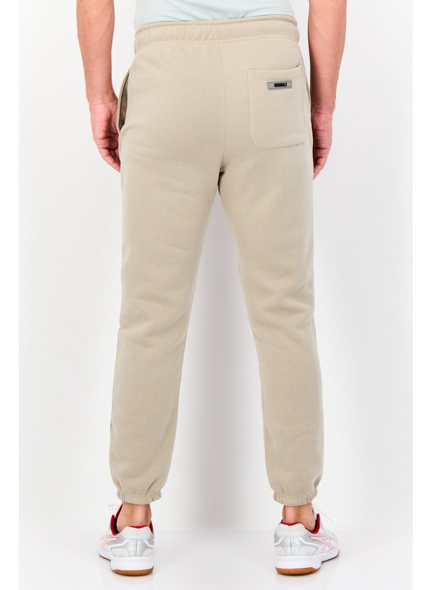 brooklyn - Men Regular Fit Brand Logo Sweatpants, Taupe - Image 1