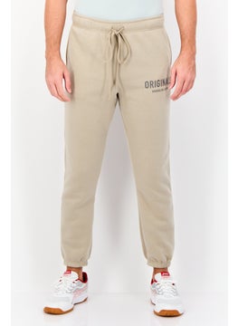 Men Regular Fit Brand Logo Sweatpants, Taupe