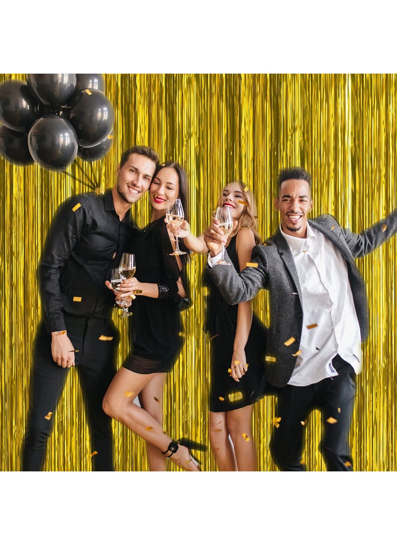 VINSON - Vinson Metallic Tinsel Foil Fringe Curtains for Party Photo Backdrop Wedding Decor GoldPack of 01 - Image 1