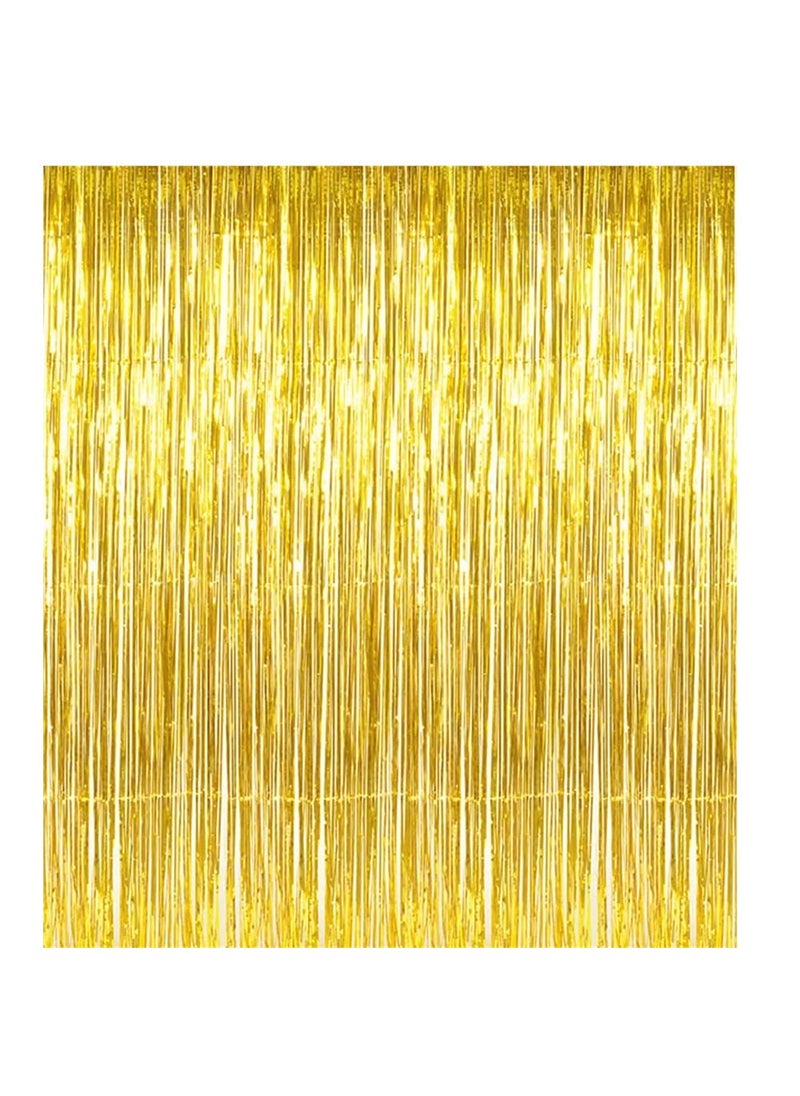 VINSON - Vinson Metallic Tinsel Foil Fringe Curtains for Party Photo Backdrop Wedding Decor GoldPack of 01 - Image 1