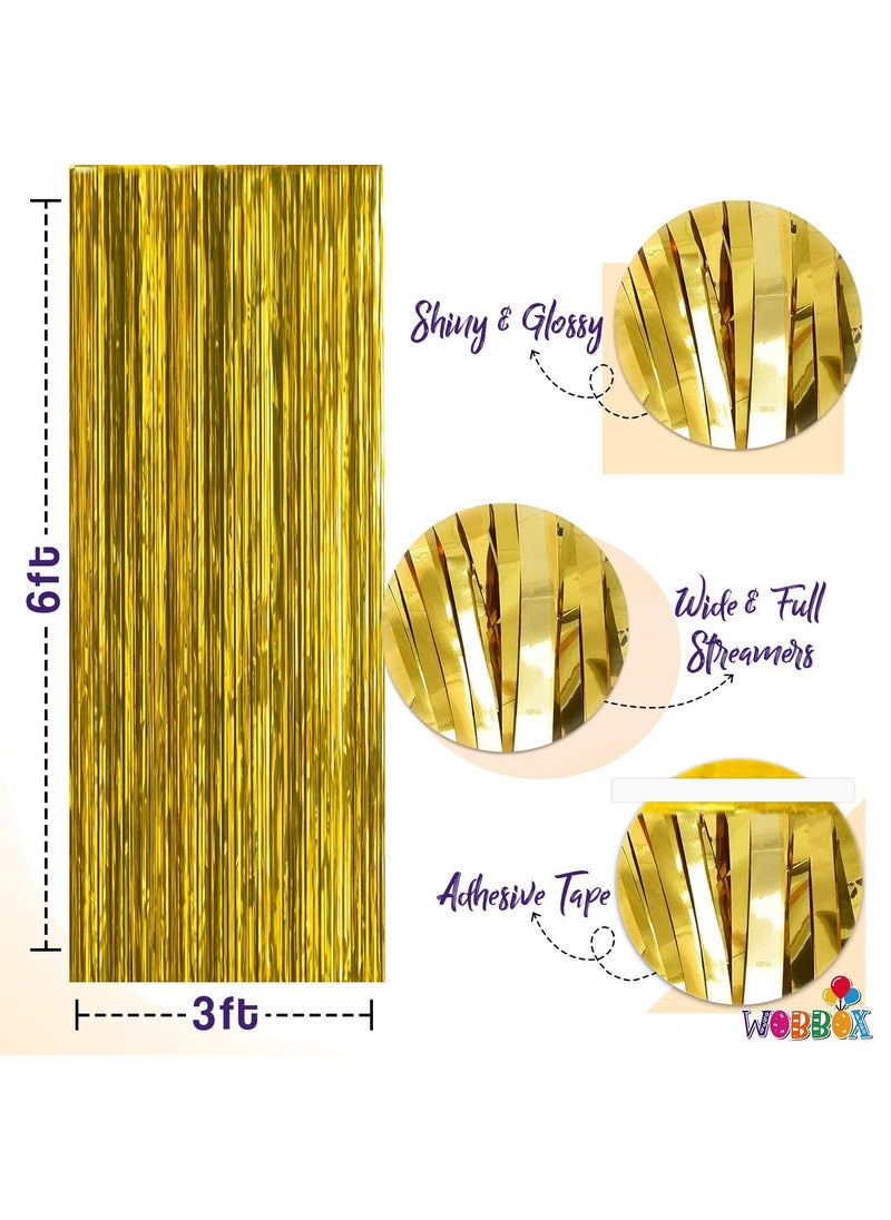 VINSON - Vinson Metallic Tinsel Foil Fringe Curtains for Party Photo Backdrop Wedding Decor GoldPack of 01 - Image 1