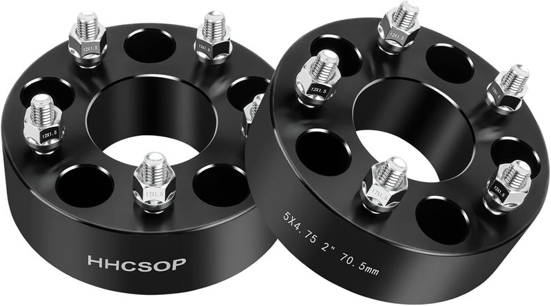 HHCSOP 5x4.75 Wheel Spacers 2" (50mm) with M12x1.5 Studs for Chevy, GMC, Pontiac, Cadillac - 2PCS - Image 1