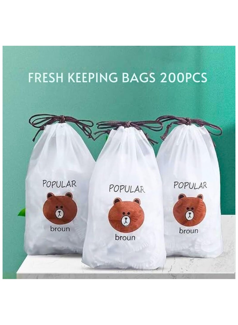 اكياس حفظ الطعام الطازجة للاستعمال مرة واحدة، اغطية مرنة لتخزين الطعام، اغطية اوعية بلاستيكية قابلة للتمدد، اكياس تغليف عالمية للمطبخ للاطباق والاطباق والاوعية، اغطية محكمة الغلق لتخزين الطعام، 200 - Image 2