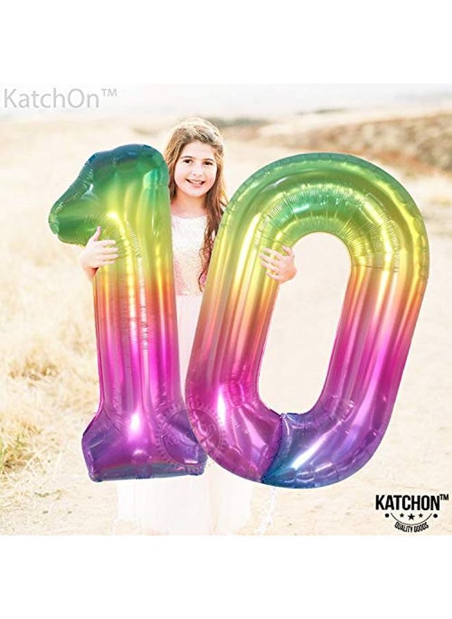 KATCHON Big Jelly Number 10 Balloon 40 Inch 10 Balloon Number | 10Th Birthday Decorations For Girls And Boys | Tie Dye 10Th Birthday Balloon | 10 Year Anniversary Balloons | 10Th Birthday Party Decoration  - Image 2
