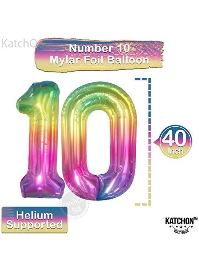 KATCHON Big Jelly Number 10 Balloon 40 Inch 10 Balloon Number | 10Th Birthday Decorations For Girls And Boys | Tie Dye 10Th Birthday Balloon | 10 Year Anniversary Balloons | 10Th Birthday Party Decoration  - Image 4