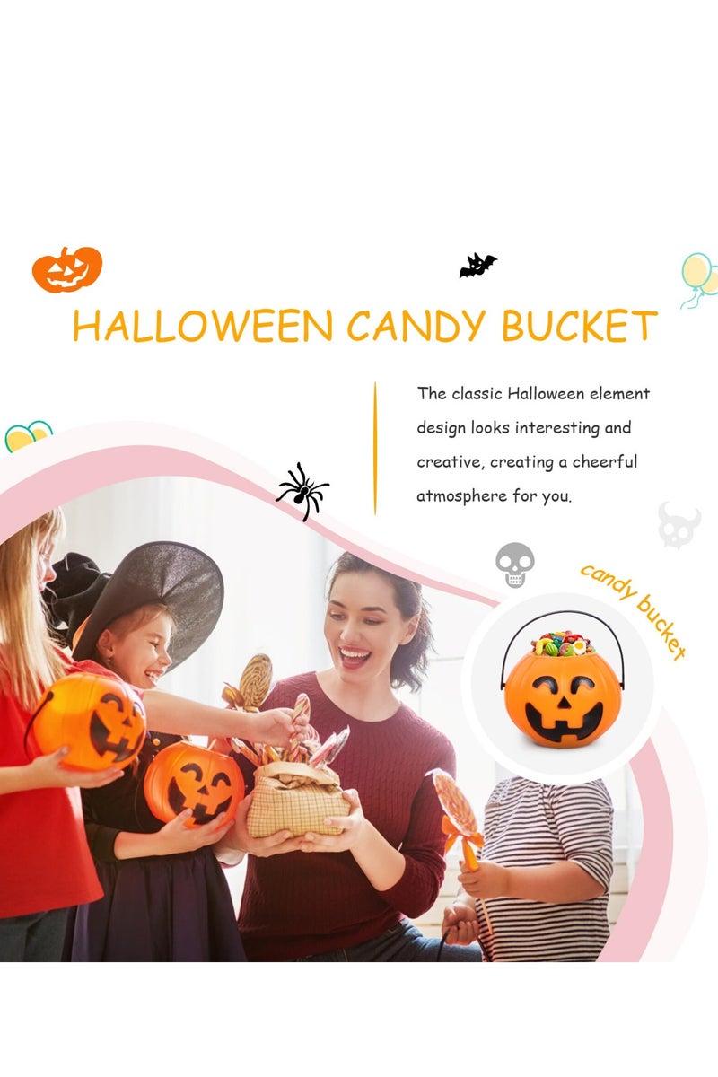 Chielor 2 Pcs Halloween Portable Pumpkin Buckets, 14x17 CM Halloween Pumpkin Trick or Treat Jack O Lantern Bucket for Party Supplies Home Décor - Image 4