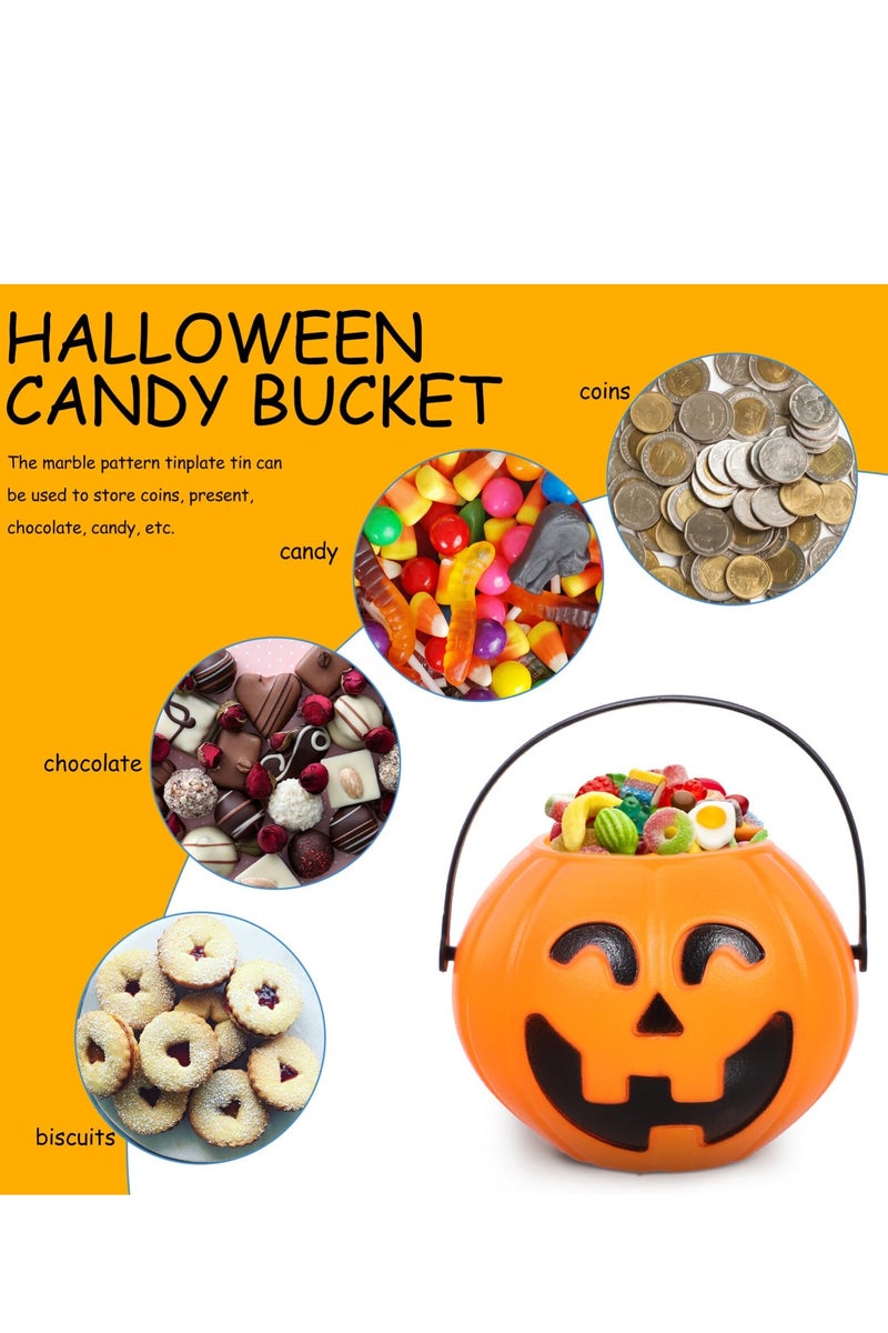 Chielor 2 Pcs Halloween Portable Pumpkin Buckets, 14x17 CM Halloween Pumpkin Trick or Treat Jack O Lantern Bucket for Party Supplies Home Décor - Image 5