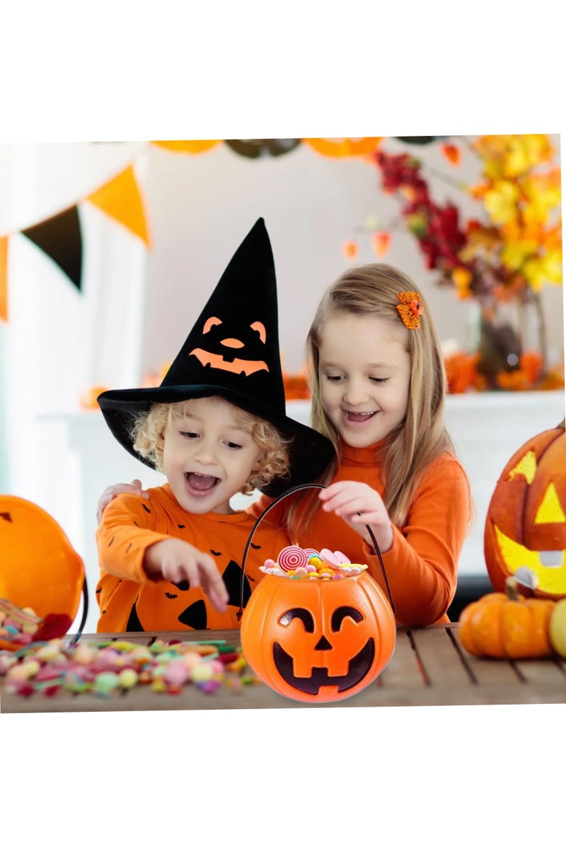 Chielor 2 Pcs Halloween Portable Pumpkin Buckets, 14x17 CM Halloween Pumpkin Trick or Treat Jack O Lantern Bucket for Party Supplies Home Décor - Image 3
