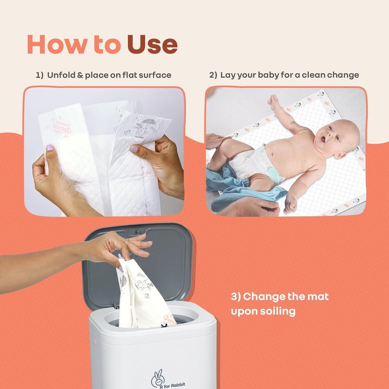 R for Rabbit HygoMat Baby Disposable Changing Mats - 60x60 cm, Pack of 30, Super Absorbent Leak-Proof Underpads - Image 5