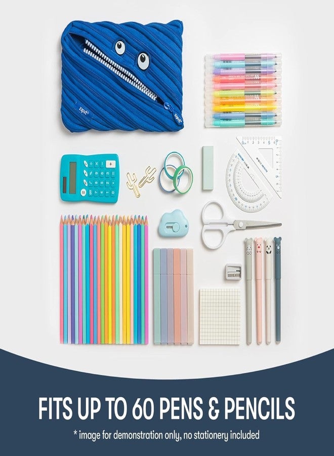 زيبيت مقلمة كبيرة للأطفال من زيبت مونستر، حقيبة بسحاب لطيفة للأولاد والبنات والمراهقين، حقيبة أدوات مدرسية، لون أزرق - Image 4