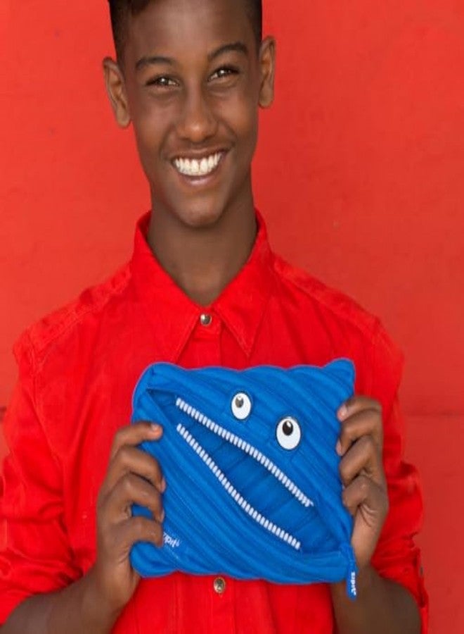 زيبيت مقلمة كبيرة للأطفال من زيبت مونستر، حقيبة بسحاب لطيفة للأولاد والبنات والمراهقين، حقيبة أدوات مدرسية، لون أزرق - Image 5