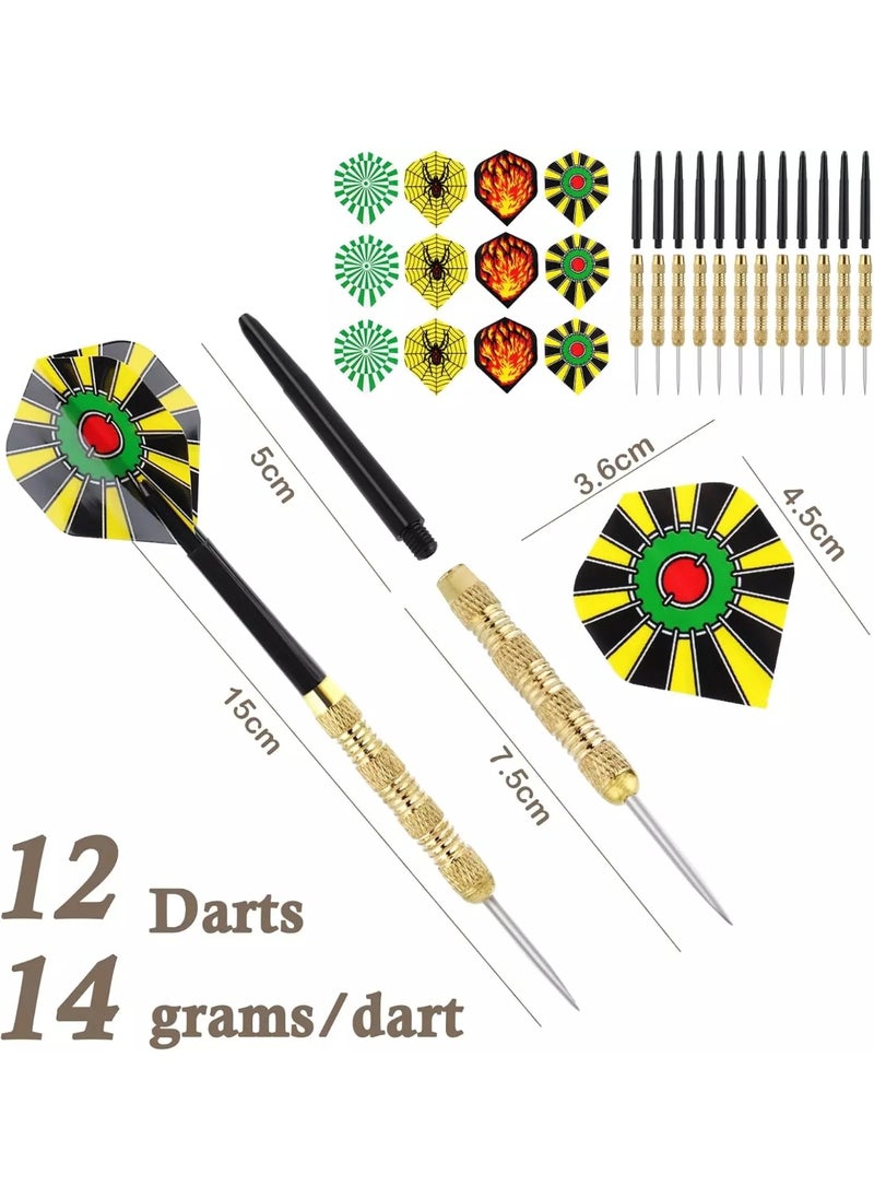 KCDMBUE 12 PCS Professional Metal Darts Set, Steel Tip Darts for Dartboard with Brass Barrels, Flights, Dart Tool & Storage Case, Precision Darts Kit for Adults  - Image 2