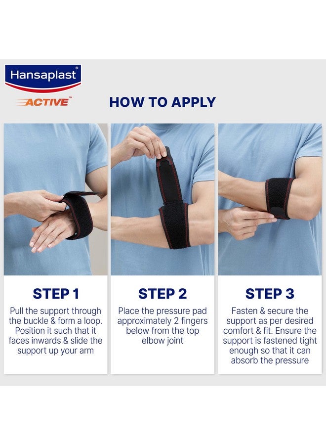 Hansaplast Active Tennis Elbow Support for Men & Women | 1 Unit | One Size Fits Most | Elbow Brace with visible Pressure Pad for Long Lasting Pain Relief | Skin Friendly Elbow Band/Guard with Adjustable Strap for Custom Fit | Tennis, Badminton, Cricket, Gym, Workout - Image 5