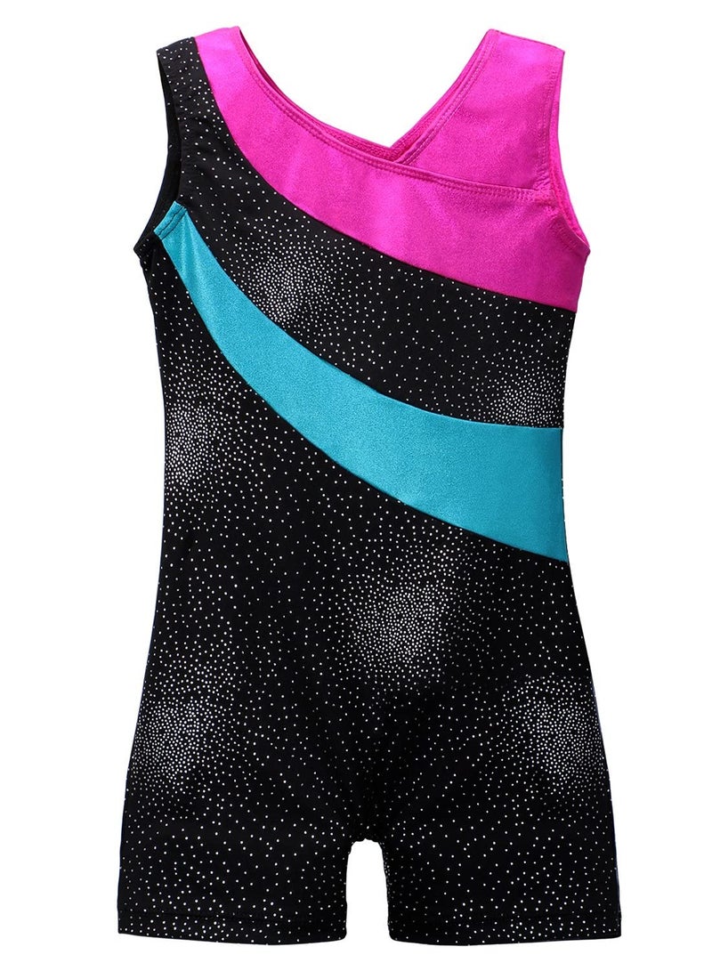 DAXIANG Gymnastics Leotard for Girl Dance Clothes Kids Leotards Gymnastics Hot Pink Blue Black 7-8 Years - Image 1