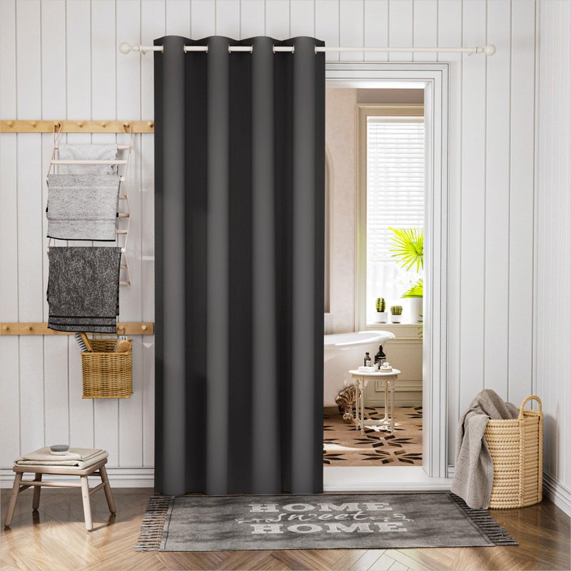BGment Extra Long Doorway Room Darkening Curtains for Living Room  Privacy Sliding Door Bathroom Room Divider Curtains for Bedroom Blackout Curtains  Dark Grey  Single Window Panels  W 52 x L 108 Inch