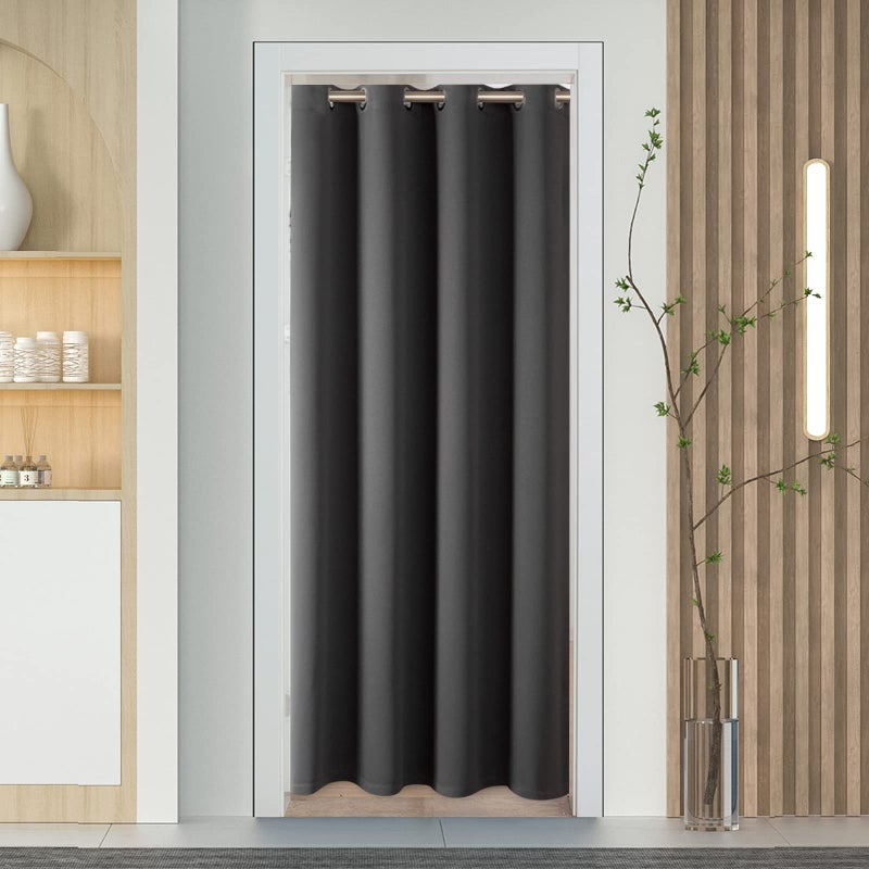 BGment Extra Long Doorway Room Darkening Curtains for Living Room  Privacy Sliding Door Bathroom Room Divider Curtains for Bedroom Blackout Curtains  Dark Grey  Single Window Panels  W 52 x L 108 Inch