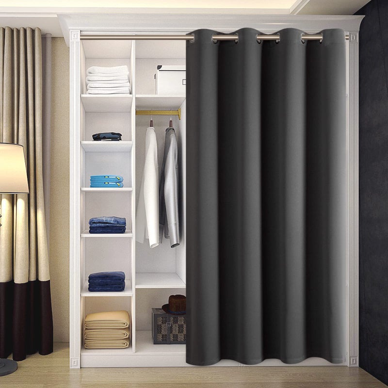 BGment Extra Long Doorway Room Darkening Curtains for Living Room  Privacy Sliding Door Bathroom Room Divider Curtains for Bedroom Blackout Curtains  Dark Grey  Single Window Panels  W 52 x L 108 Inch