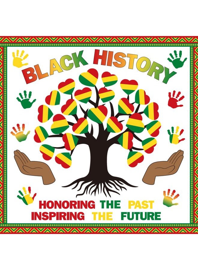 Hedeey 86 Pcs Black History Month Bulletin Board Decorations Black Inspirational Class Cut-Outs Wall Door Decor Heart Tree Cutouts Borders Party Supplies for Diversity African American School Classroom - Image 1