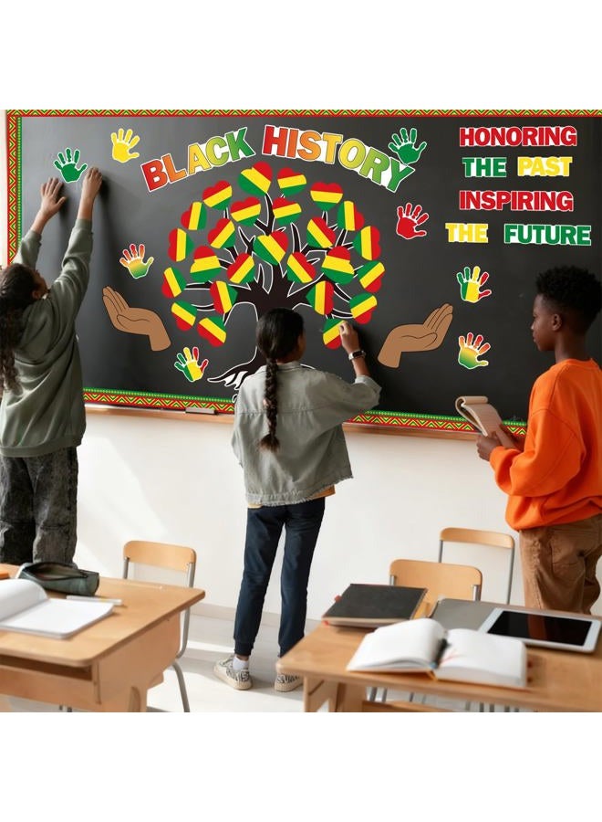 Hedeey 86 Pcs Black History Month Bulletin Board Decorations Black Inspirational Class Cut-Outs Wall Door Decor Heart Tree Cutouts Borders Party Supplies for Diversity African American School Classroom - Image 4