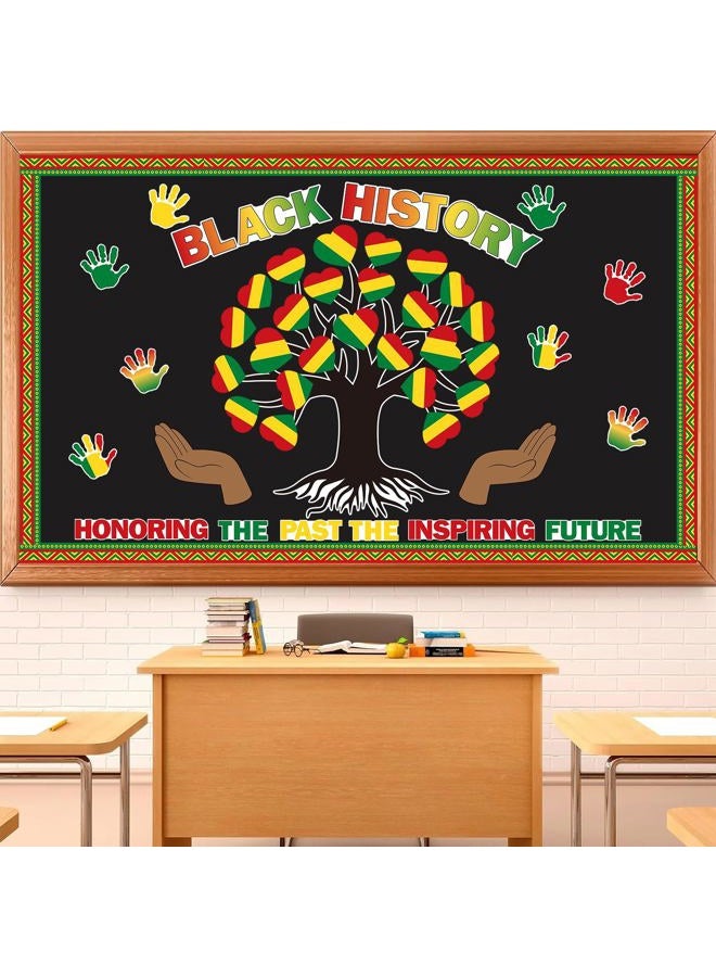 Hedeey 86 Pcs Black History Month Bulletin Board Decorations Black Inspirational Class Cut-Outs Wall Door Decor Heart Tree Cutouts Borders Party Supplies for Diversity African American School Classroom - Image 5