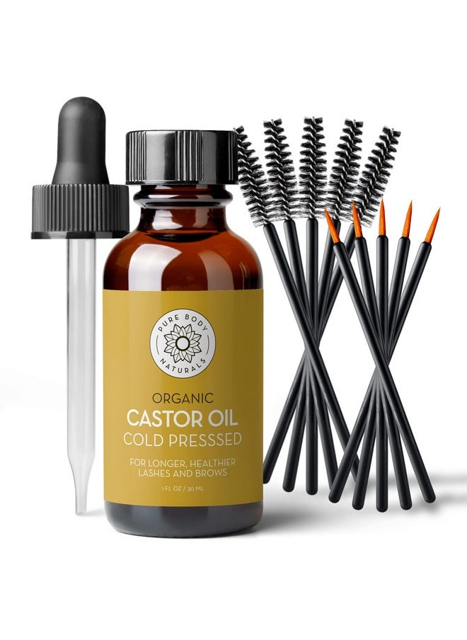 PURE BODY NATURALS Pure Body Naturals Castor Oil for Eyelashes and Eyebrows - Brow and Lash Growth Serum - Organic Hexane Free Cold Pressed Unrefined - 1 fl oz  - Image 1