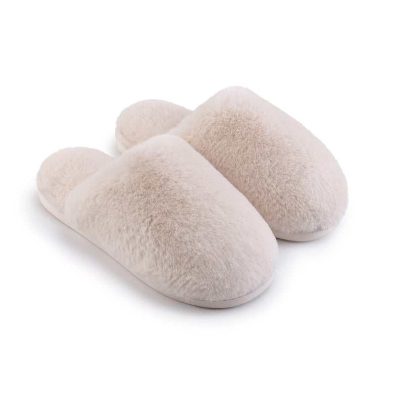 Warm Plush Cotton Slippers Unisex Non-Slip Thick Sole White 