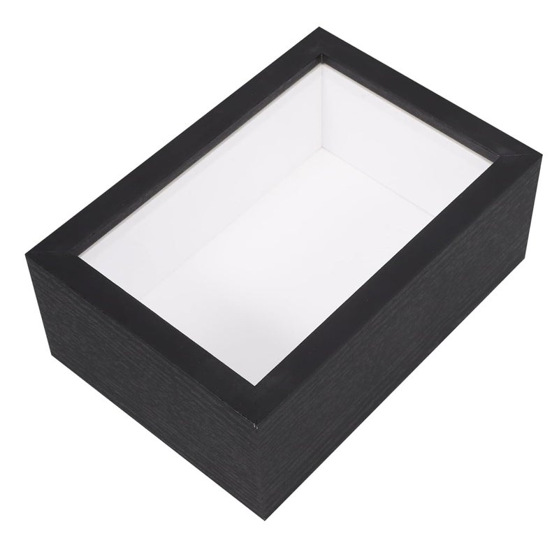 Box Frame Glass Window Rustic Wooden Display Case for Dried Flowers Medals and Photos Decor Black - Image 1