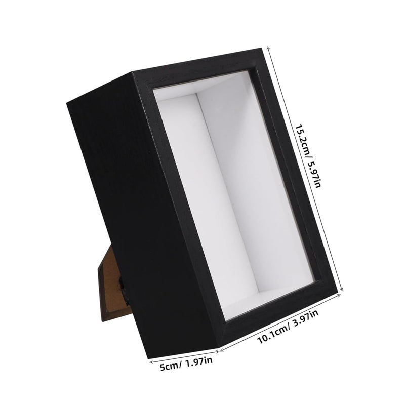 Box Frame Glass Window Rustic Wooden Display Case for Dried Flowers Medals and Photos Decor Black - Image 2